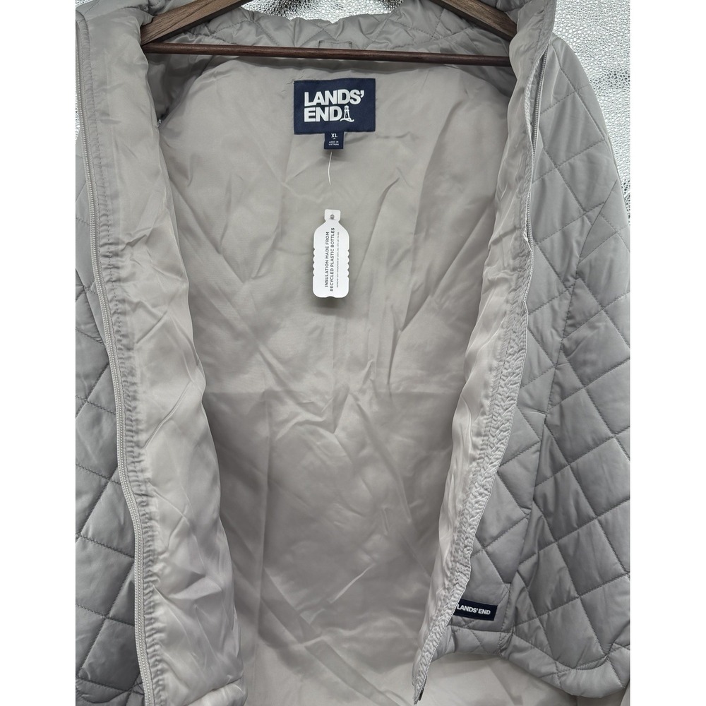 Lands'‎ End Women's Sz  18/XL Quilted Insulated Vest Gray Repreve Zip Front New - Picture 11 of 13